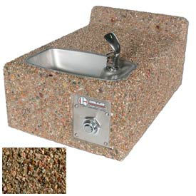 Concrete Outdoor Wall Mount Drinking Fountain ADA Tan River Rock DFWM-19-TAN