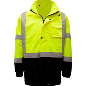 GSS Safety 6003 Class 3 Premium Hooded Rain Coat Lime with Black Bottom 2XL/3XL 6003-2XL/3XL