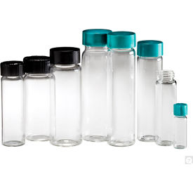 Qorpak GLC-00988 Clear Glass Screw Thread Vials with Green Caps 3 dram (11ml) Case of 144 GLC-00988