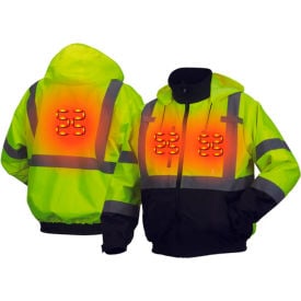 Pyramex® RJ31H Hi-Vis Heated Waterproof Bomber Jacket Type R ANSI Class 3 L Lime RJ3110HL