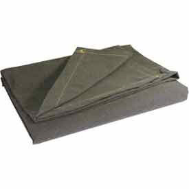 8' X 10' Heavy Duty 10 oz. Flame Resistant Canvas Tarp Olive Drab - CTF-10-01-0810 CTF-10-01-0810