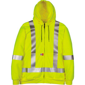Big Bill Wind Pro Full Zip Hooded Sweater Reflective Flame Resistant 3XL Tall Yellow RT27WP11/O-T-YEL-3X