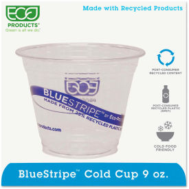 Eco-Products® BlueStripe Recycled Content Plastic Cold Drink Cups 9 oz Translucent 1000/CTN EP-CR9