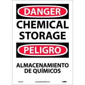 Bilingual Vinyl Sign - Danger Chemical Storage ESD239PB