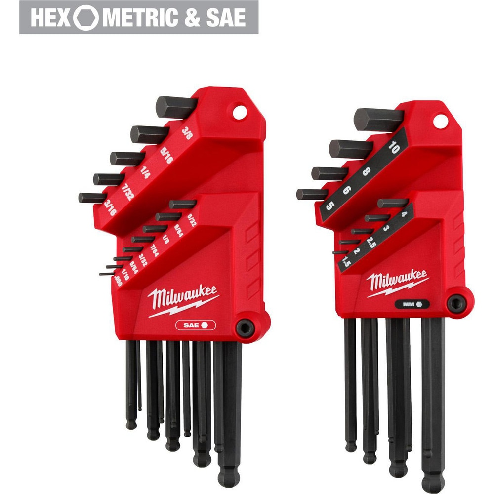 Hex Key Sets, Tool Type: Key Set , Handle Type: L , Hex Size Range (Inch): 0.05 - 3/8 , Container Type: Clamshell , Material: Steel  MPN:48-22-2187