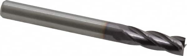 Square End Mill: 1/4'' Dia, 3/4'' LOC, 1/4'' Shank Dia, 2-1/2'' OAL, 4 Flutes, Solid Carbide MPN:11125000A