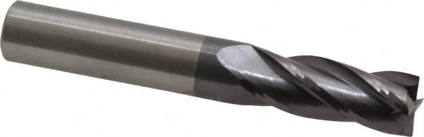 Square End Mill: 3/8'' Dia, 1'' LOC, 3/8'' Shank Dia, 2-1/2'' OAL, 4 Flutes, Solid Carbide MPN:11137500A