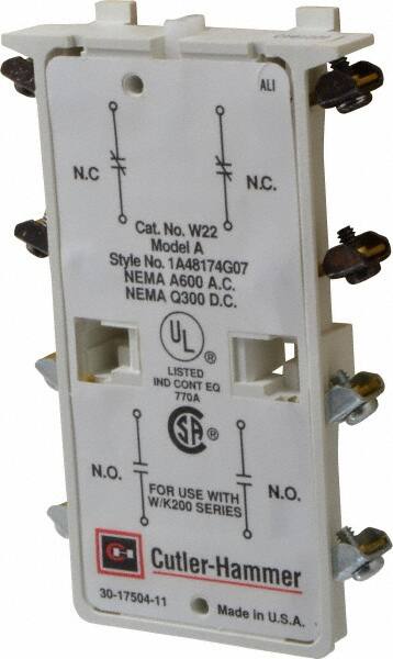 Starter Accessories, Starter Accessory Type: Auxiliary Contact Module  MPN:W22