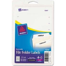 Avery® Removable Inkjet/Laser Filing Labels 2/3 x 3-7/16 White 252/Pack 5230