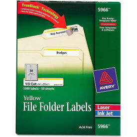 Avery® Self-Adhesive Laser/Inkjet File Folder Labels Yellow Border 1500/Box 5966