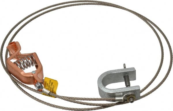 19 AWG, 5 Ft., Alligator Clip, C-Clamp, Grounding Cable with Clamps MPN:GCSP-AC-05