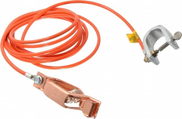 19 AWG, 10 Ft., Alligator Clip, C-Clamp, Grounding Cable with Clamps MPN:GCSI-AC-10