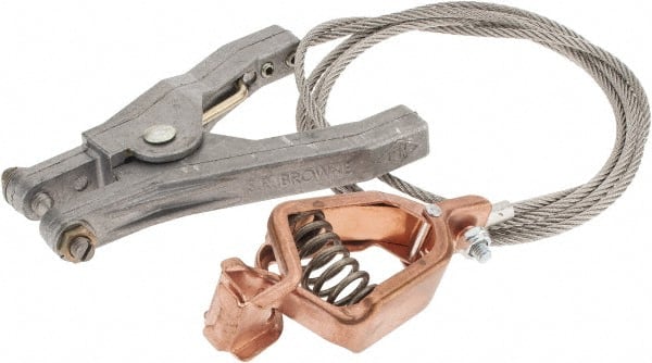 19 AWG, 5 Ft., Alligator Clip, Hand Clamp, Grounding Cable with Clamps MPN:GCSP-AH-05