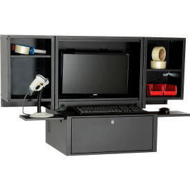 GoVets™ Countertop Fold-Out Computer Cabinet Black 428BK695