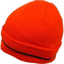 Petra Roc Hi-Visibility Safety Beanie Hat with Reflective Woven Stripe Orange One Size OBE-S1