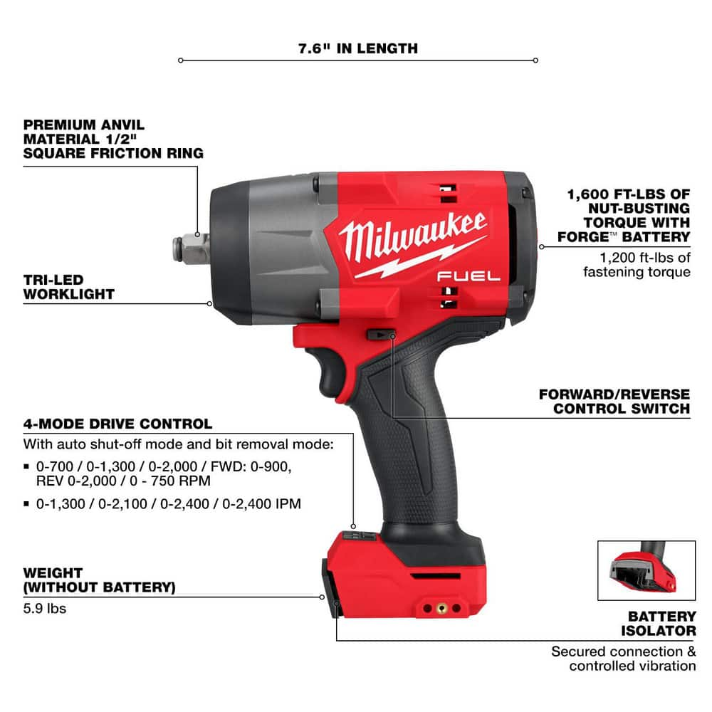 Cordless Impact Wrenches & Ratchets, Voltage: 18.00 , Handle Type: Pistol Grip , Speed (RPM): 0 to 2000 , Torque (Ft/Lb): 1200 , Brushless Motor: Yes  MPN:2967-20