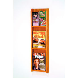 3 Magazine/6 Brochure Oak & Acrylic Wall Display - Medium Oak LM-4MO