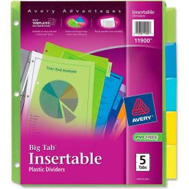 Avery Big Tab Plastic Insertable Divider Print-on 5 Tabs Multicolor/Multicolor 11900