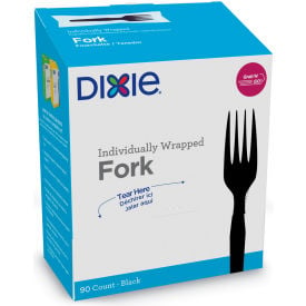 Dixie® Grab'N Go Mediumweight Wrapped Forks Polystyrene Black 90/Carton DXEFM5W540PK