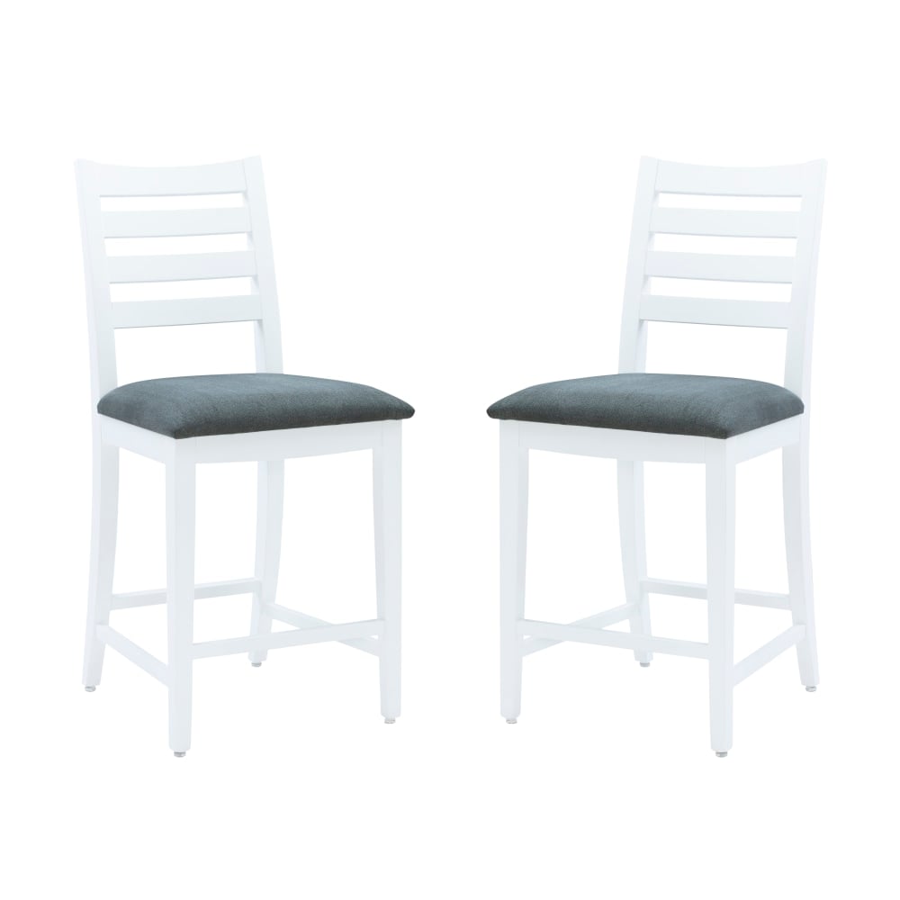 Linon Fulton Upholstered Counter-Height Stools With Backs, Gray/White, Set Of 2 Stools MPN:OFDP2852