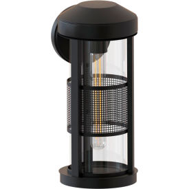 Ambiate Erma Lantern Style Outdoor Wall Sconce Light Fixture E26 Medium Base 40W Black AL10025WS