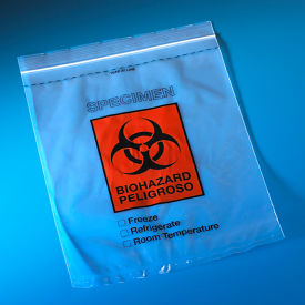 Biohazard Specimen Transport Bag 12 x 15 Zipper with Document Pouch Tearzone 500/Pack 4928