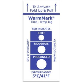 SpotSee™ WarmMark® Time Temperature Indicators 5°C/41°F 100/Box WM 5/41