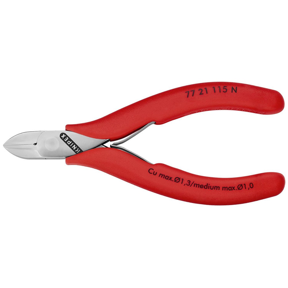 Cutting Pliers, Insulated: No , Overall Length (Inch): 5-1/2in , Head Style: Cutter, Diagonal , Cutting Style: Flush , Handle Color: Red  MPN:77 21 115 N