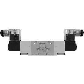 Aignep USA 5/2 Double Solenoid Valve Ext Pilot 1/4 NPTF 12V DC/3W Coil LED Connection 01VA150003N0102