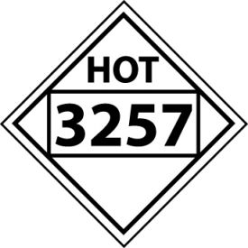 NMC™ Dot Four Digit Hot 3257 Placard Sign Rigid Plastic DL85BR