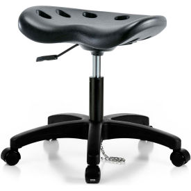 Interion® ESD Polyurethane Tractor Stool - Black w/ Black Base 04238B23