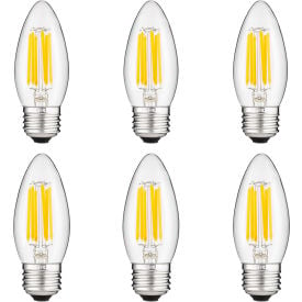 Sunlite® LED B11 Chandelier Light Bulb E26 Base 5.5W 600 Lumens 27K Warm White Pack of 6 41076-NS