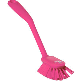 Vikan 42371 Dish Brush w/ Scraper- Medium Pink 42371