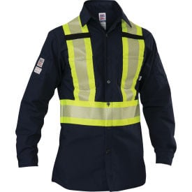 Big Bill High-Vis Long Sleeve Shirt Tear and Rip Resistant M Tall Navy 144HVP-T-NAY-M