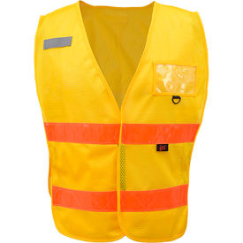 GSS Safety Incident Command Vest- Yellow w/Orange Prismatic Tape-One size Fits All 3117