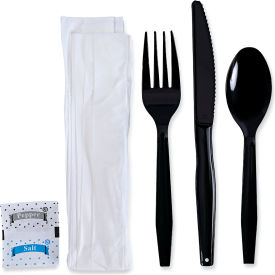 Boardwalk® Six-Piece Cutlery Kit Black 250/case BWKFKTNSMWPSBLA