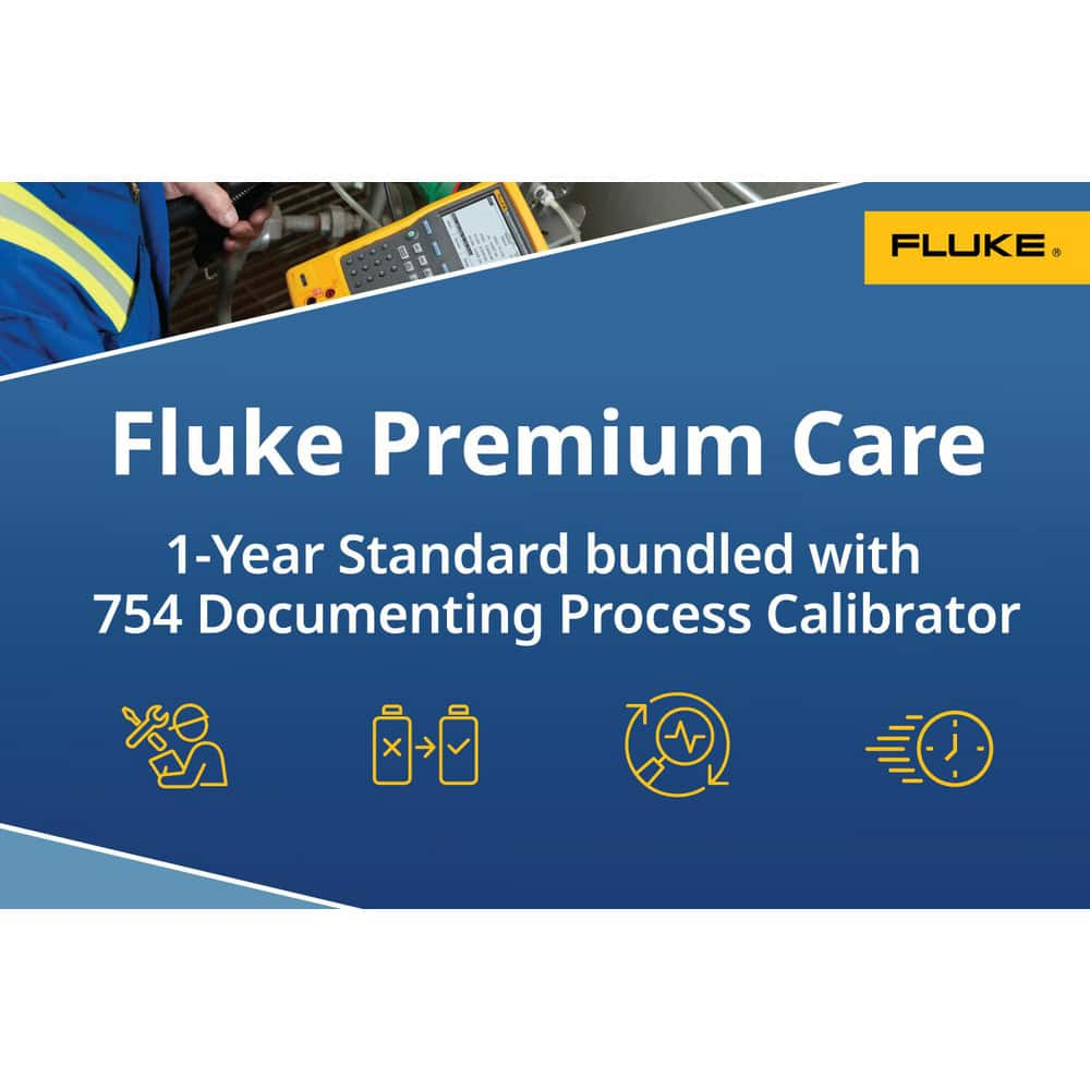 Fluke 754 Calibrator plus Fluke Premium Care ensures your test tool function properly and limits unplanned downtime and costs. Standard service level provides coverage above and beyond the original product warranty.   One fee MPN:FLUKE-754/FPC