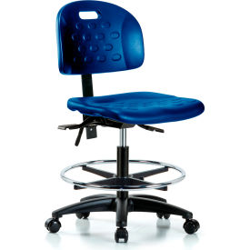 Blue Ridge Ergonomics™ Handle Back Stool w/ Chrome Foot Ring Polyurethane Blue HPMBCH-RG-T0-A0-CF-RC/RG-BLU