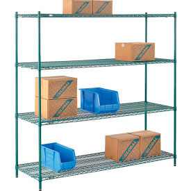 Nexel® 4 Shelf Poly-Green® Wire Shelving Unit Starter 72