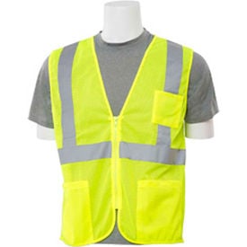 ERB® Aware Wear® S363P ANSI Class 2 Economy Mesh Safety Vest Zipper Closure S Lime WEL61646HLSM