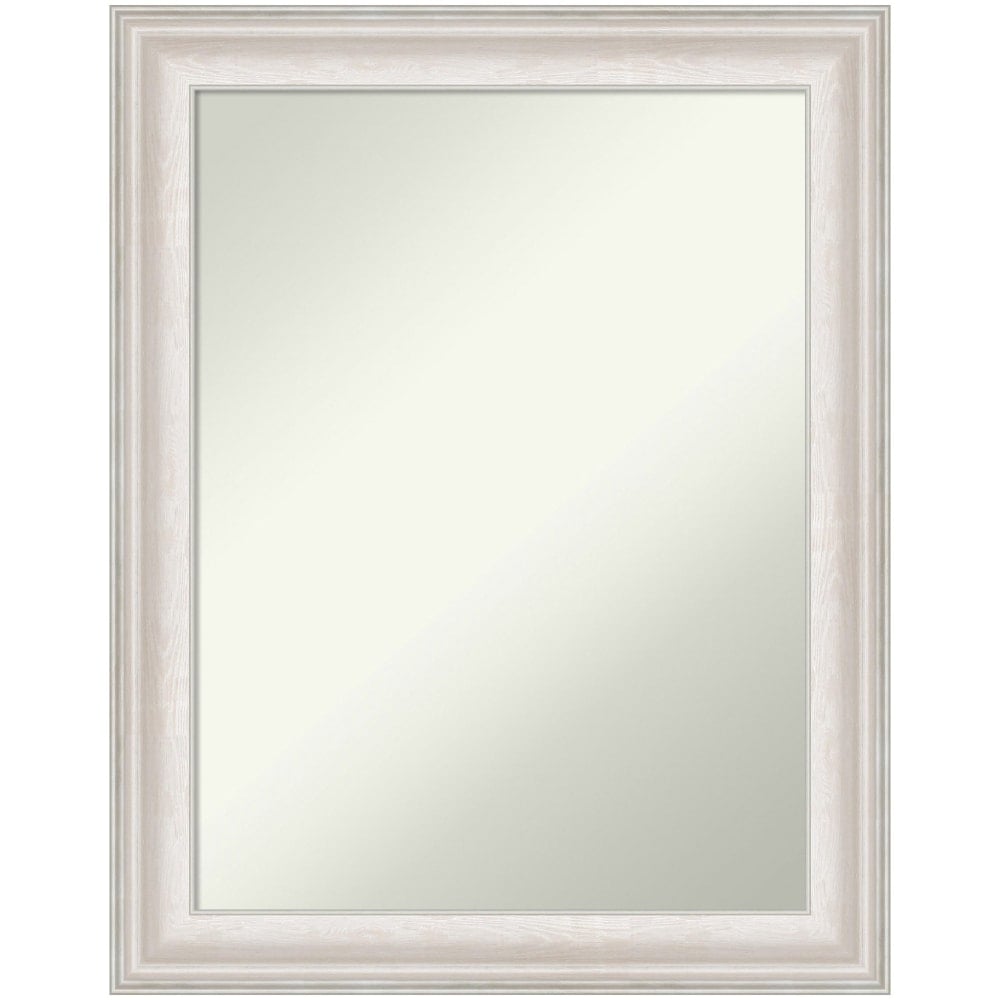 Amanti Art Non-Beveled Rectangle Framed Bathroom Wall Mirror, 28-1/2in x 22-1/2in, Trio White Wash Silver MPN:A42705545742