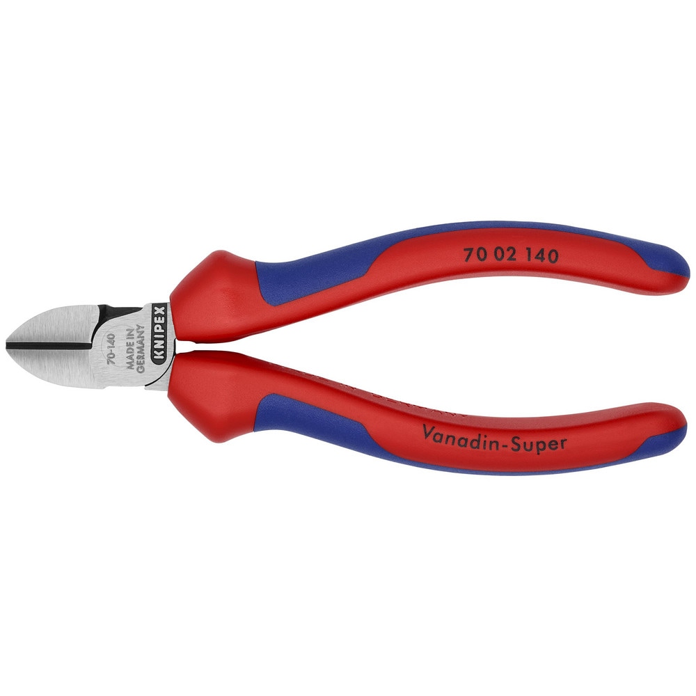 Cutting Pliers, Insulated: No , Overall Length (Inch): 5-1/2in , Head Style: Cutter, Diagonal , Cutting Style: Bevel , Handle Color: Red, Blue  MPN:70 02 140