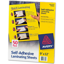 Avery® Clear Self-Adhesive Laminating Sheets 3 mil 9 x 12 50/Box 73601