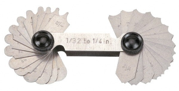 Radius Gage Set: Steel, 17/64 to 1/2