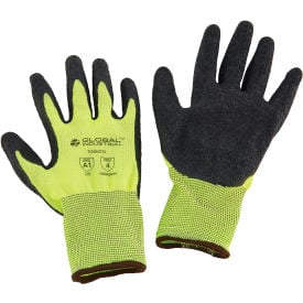 GoVets™ Crinkle Latex Coated Gloves Hi-Viz Lime/Black Large - Pkg Qty 12 603L708
