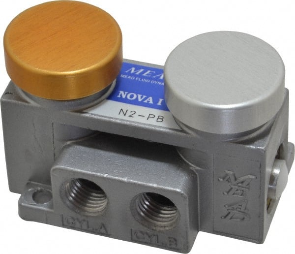 Push Button Air Valve: Double Button Actuator, 2 Position, 1/4