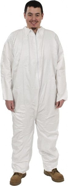 Non-Disposable Rain & Chemical-Resistant Coverall: White, Film Laminate MPN:KM-CVL-KG-3XL