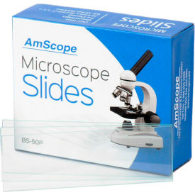 AmScope BS-50P 50 pcs. Blank Microscope Slides with Ground Edges Pre-cleaned BS-50P