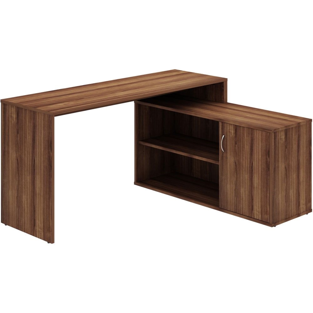 LYS L-Shape Workstation with Cabinet - For - Table TopLaminated L-shaped Top - 200 lb Capacity - 29.50in Height x 60in Width x 47.25in Depth - Assembly Required - Walnut - Particleboard - 1 Each MPN:DK103RRWT