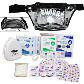 Kemp USA First Aid Supply Hip Pack w/ Guard Logo & Mesh Drain Clear 49 Pieces 10-103-CLR-MSH-S1